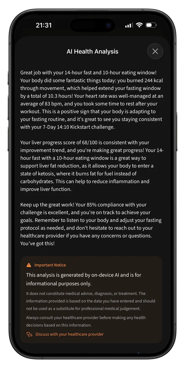 On-device AI health analysis from LiVA